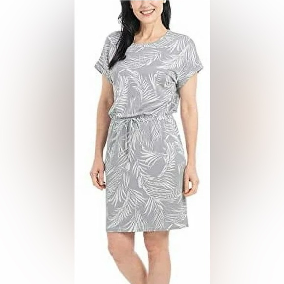 Hilary Radley Dresses & Skirts - Hilary Radley Gray and White Leaf Print Dress